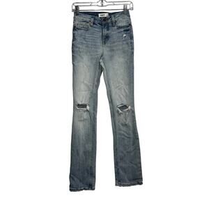 Edgely distressed hi‎ rise straight leg jeans womens 0 trendy closet staple